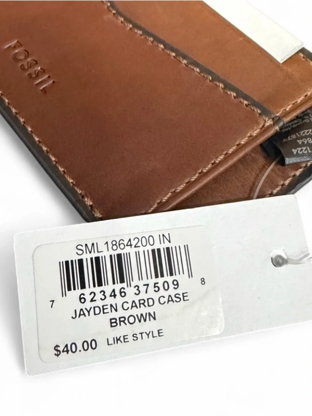 Fossil Jayden Card Case – Brown Leather – New With Tags (NWT)